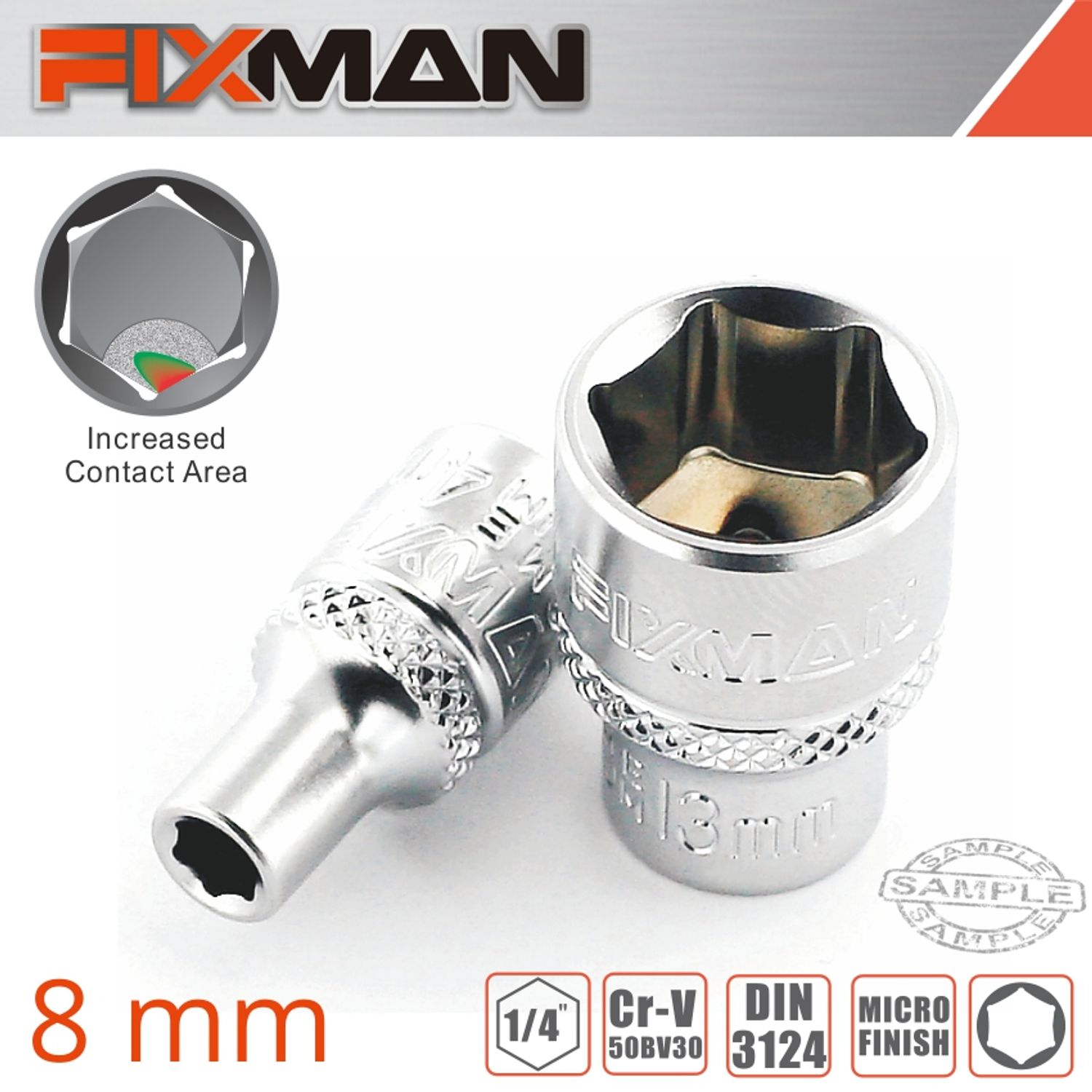 FIXMAN 1/4' Drive Hex Socket 8mm
